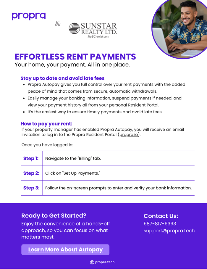 pay rent with direct debit via Propra Autopay